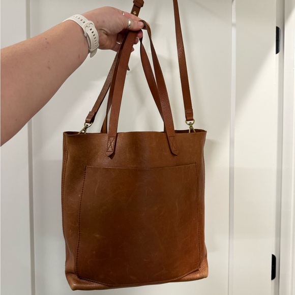 Madewell Cognac Leather Shoulder Tote - Picture 2 of 7